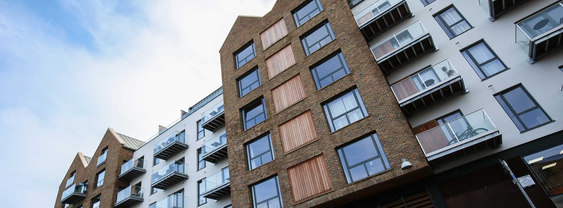 angled image looking up at a building using aluminium windows