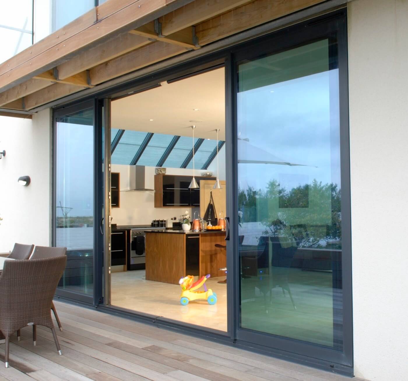 Smart sliding patio door